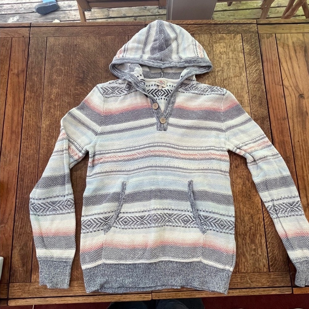 Faherty pullover 100% cotton Cove Sweater poncho hoodie M coastal fisherman
